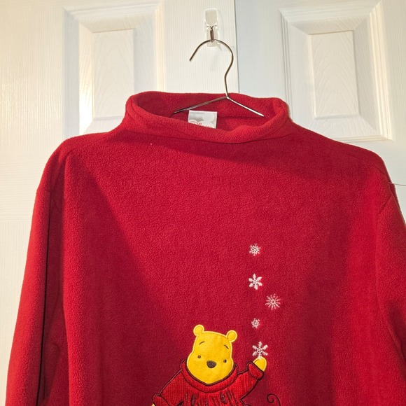 Vintage Winnie The Pooh Ice Skate Fleece Mock Neck Sweatshirt Women's 90s Large - Picture 9 of 12